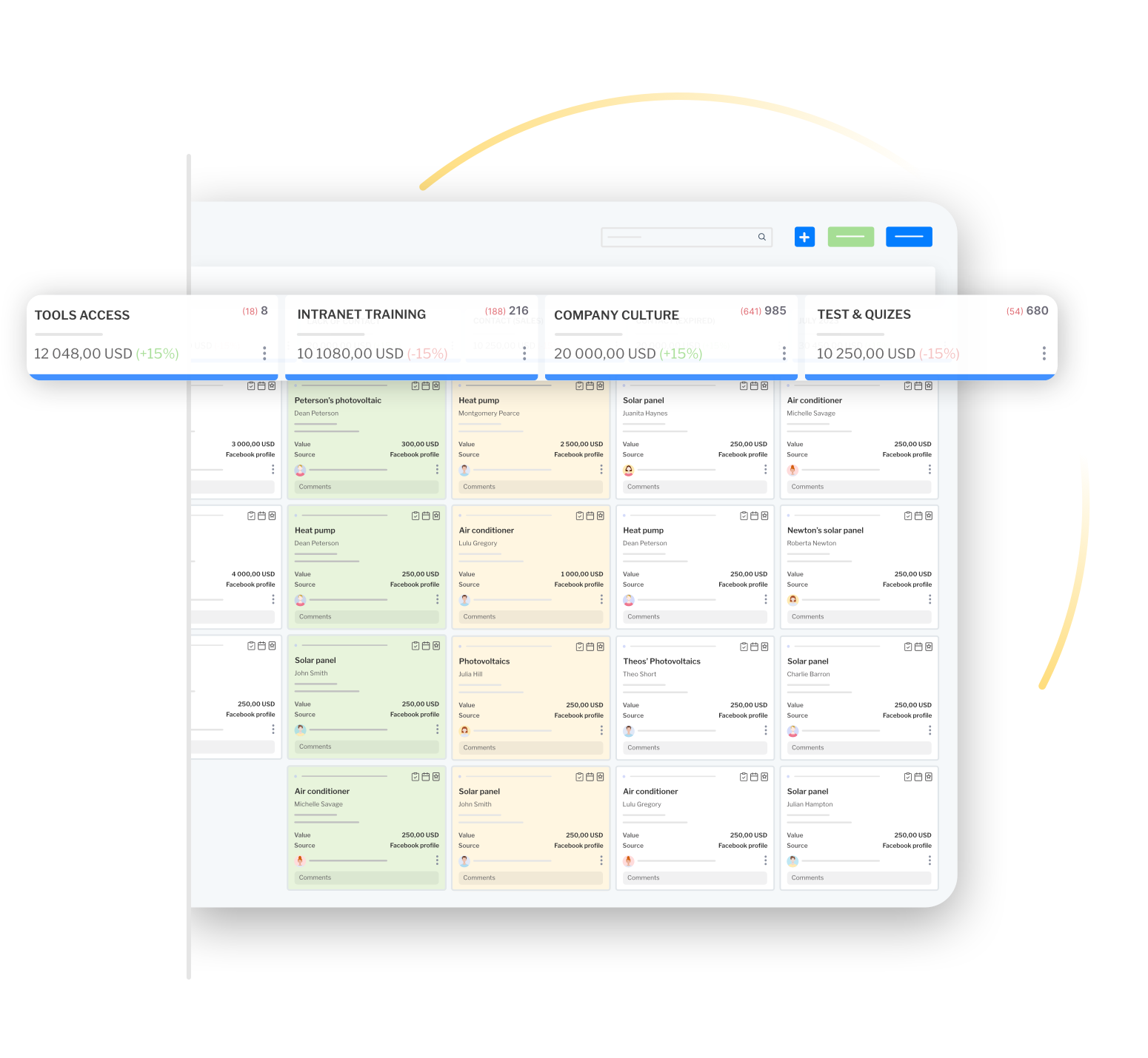 Dashboard showing the onboarding process tool to control and streamline new hire activities.