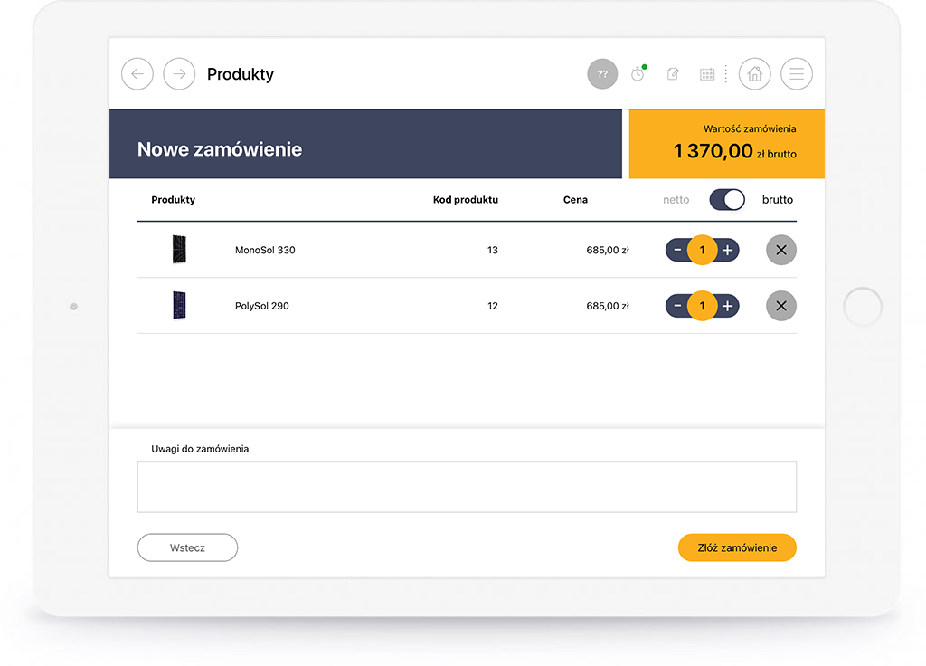 The SFA module allows you to complete and place order in the appropriate system.