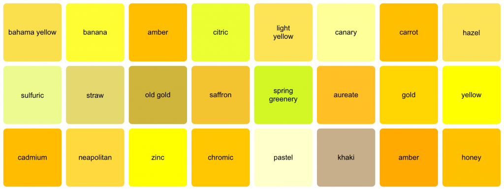 Yellow color palette