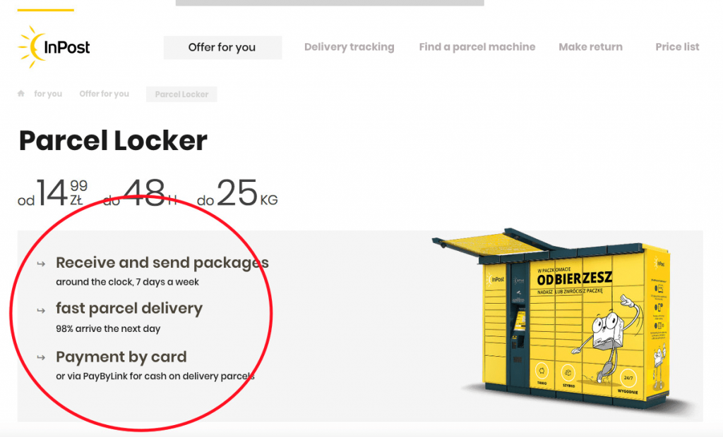 Already in the first announcement InPost informs us on what level it builds the advantage - the ability to receive packages 24/7 and short delivery time. 