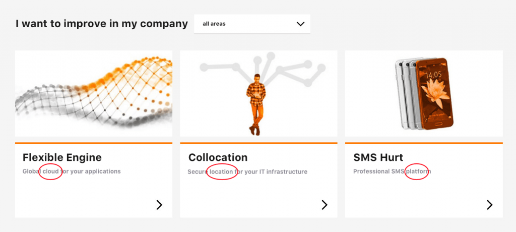 Orange has in its portfolio products designed for business. They are often based on advanced technologies, and their trade names usually say little to the recipients. When presenting these products, Orange first defines product categories for them, so that potential customers can quickly understand what they are dealing with. Thus, the Flexible Engine is a 'cloud', Collocation is a 'location for infrastructure' and SMS Hurt is an 'SMS platform'.