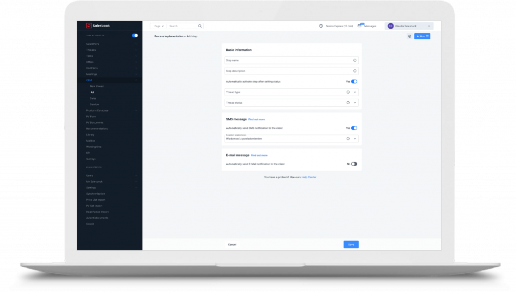 Basic informations and settings. Client Panel