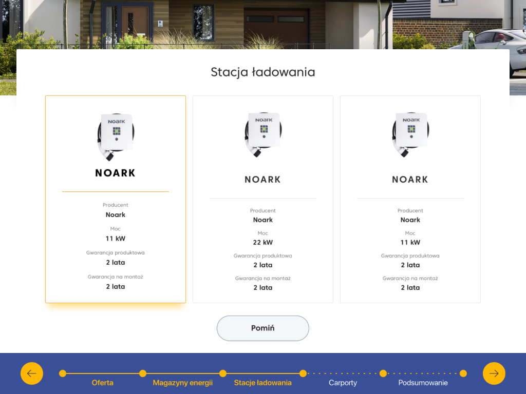 Stacja ładowania. kalkulator produktów dodatkowych