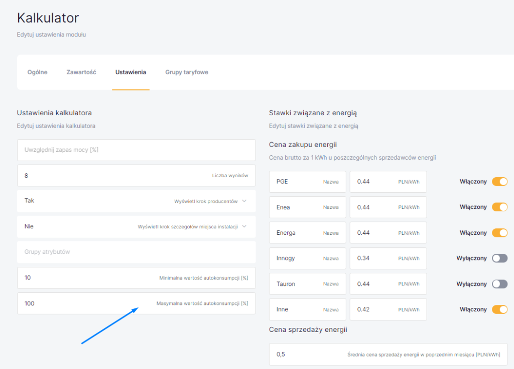 Z poziomu Back Office ustawisz teraz dopuszczalny zakres autokonsumpcji, jaki wyświetli się w aplikacji.
