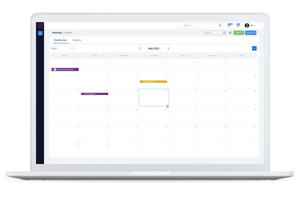 View of the calendar with scheduled installations. Installation planning module.