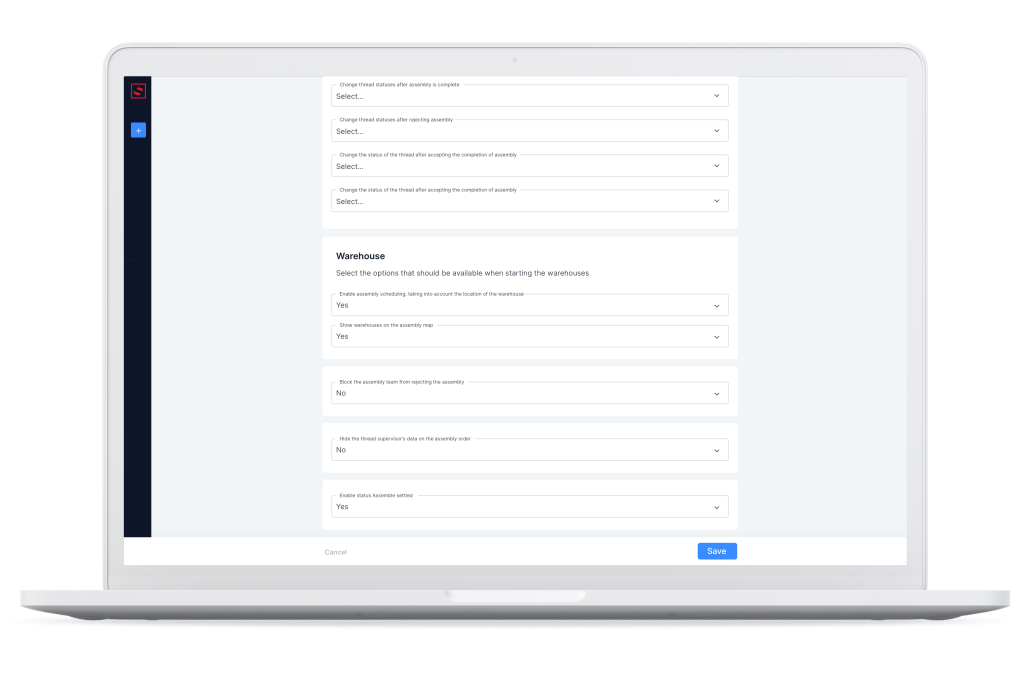 Additional settings related to warehouses and installation order. Installation planning module.