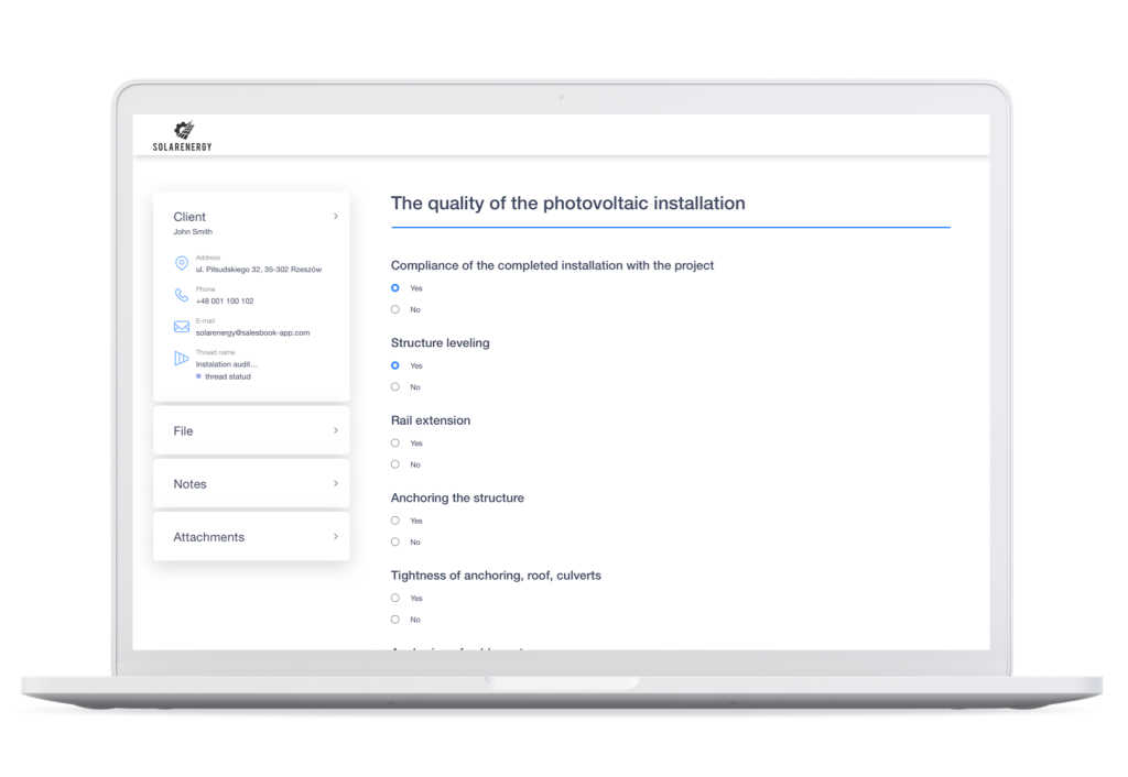 The questionnaire of an evaluation.