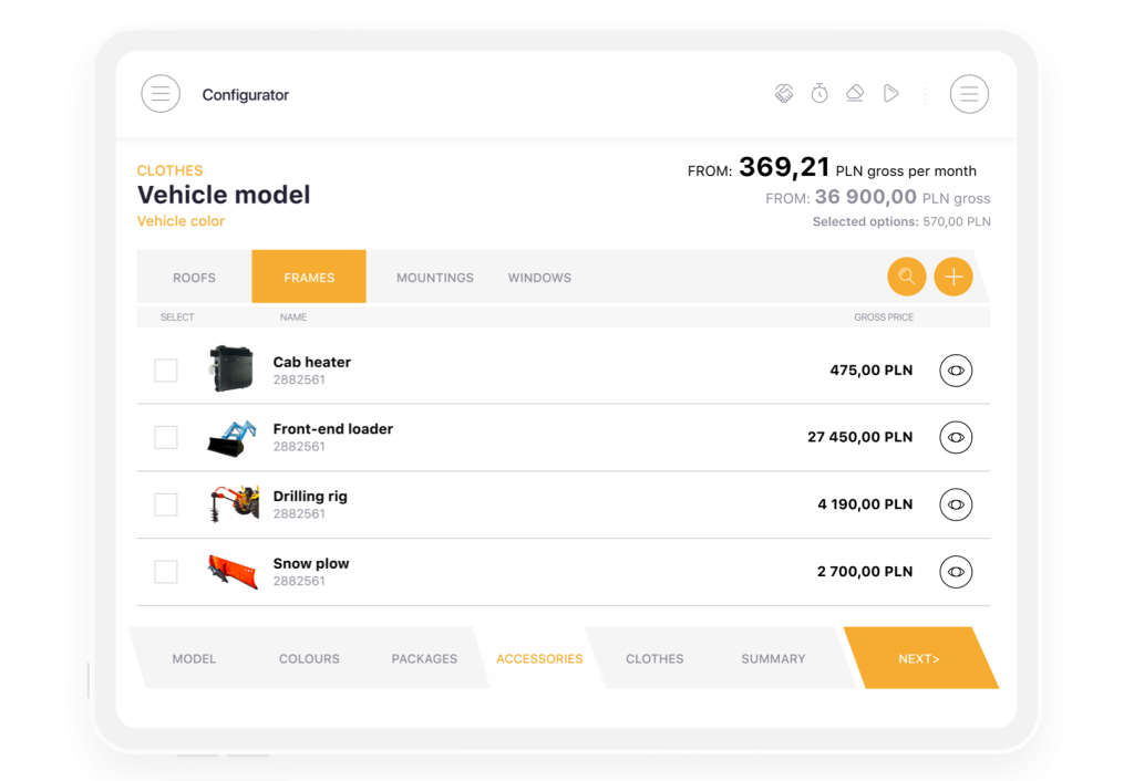 Visual design and the configurator