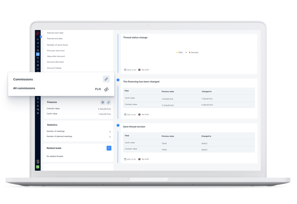 The Commission module in a CRM system.