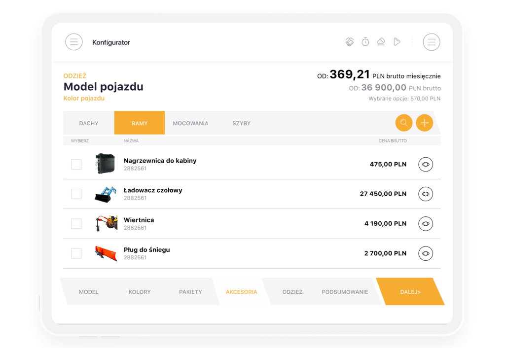 Dopasowanie Salesbooka do oferty produktów i potrzeb użytkownika.