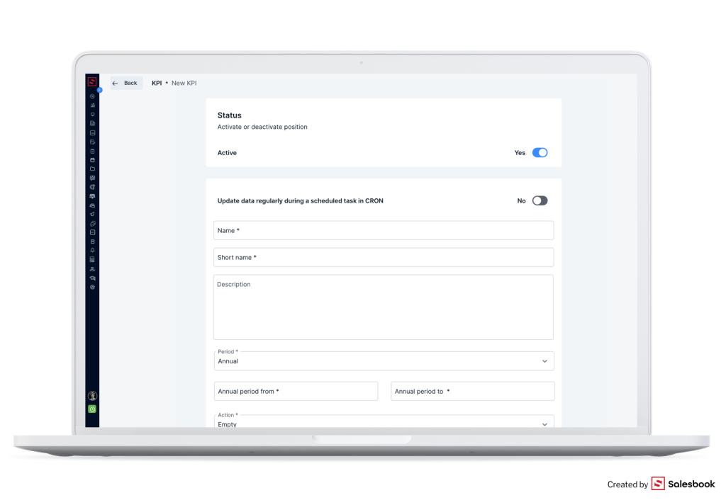 Setting key performance indicators in the CRM system.