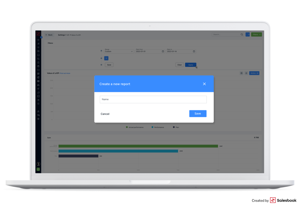 Creating a report in the Salesbook CRM.