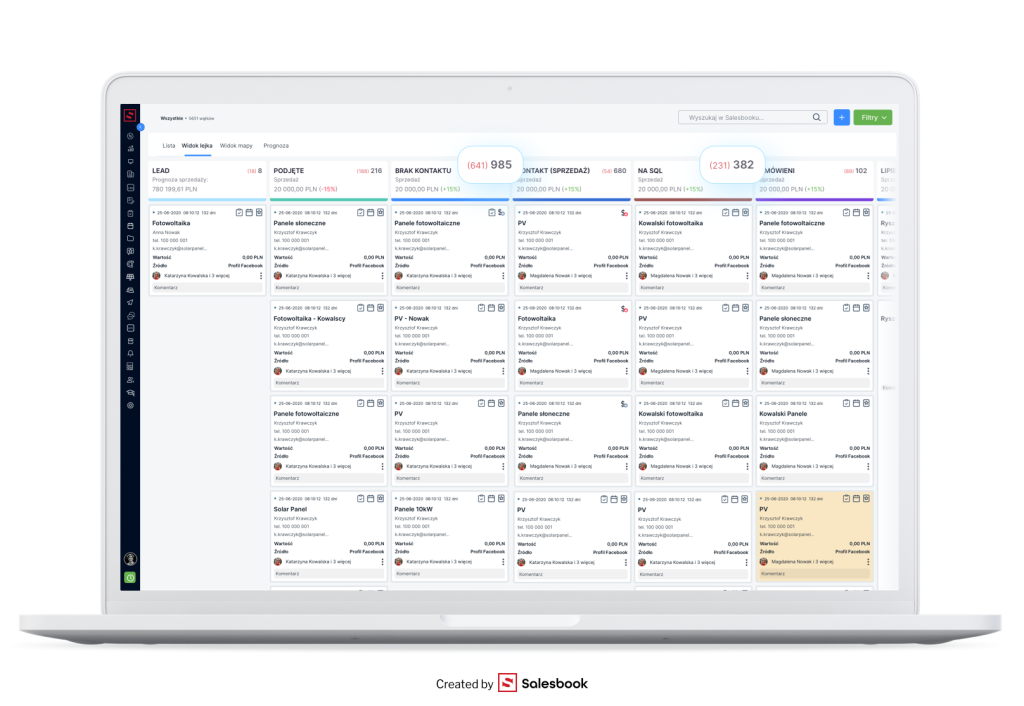 Liczba wątków w systemie CRM.