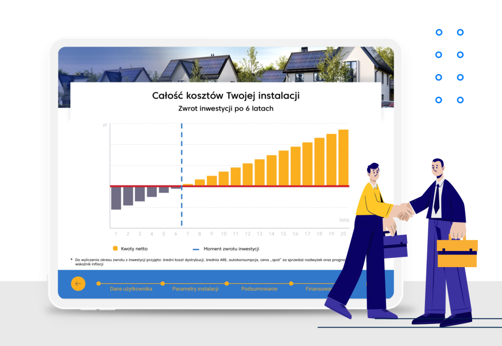 Podczas spotkania możesz przedstawić klientowi dokładne wyliczenie, ile zaoszczędzi na rachunkach za energię elektryczną.