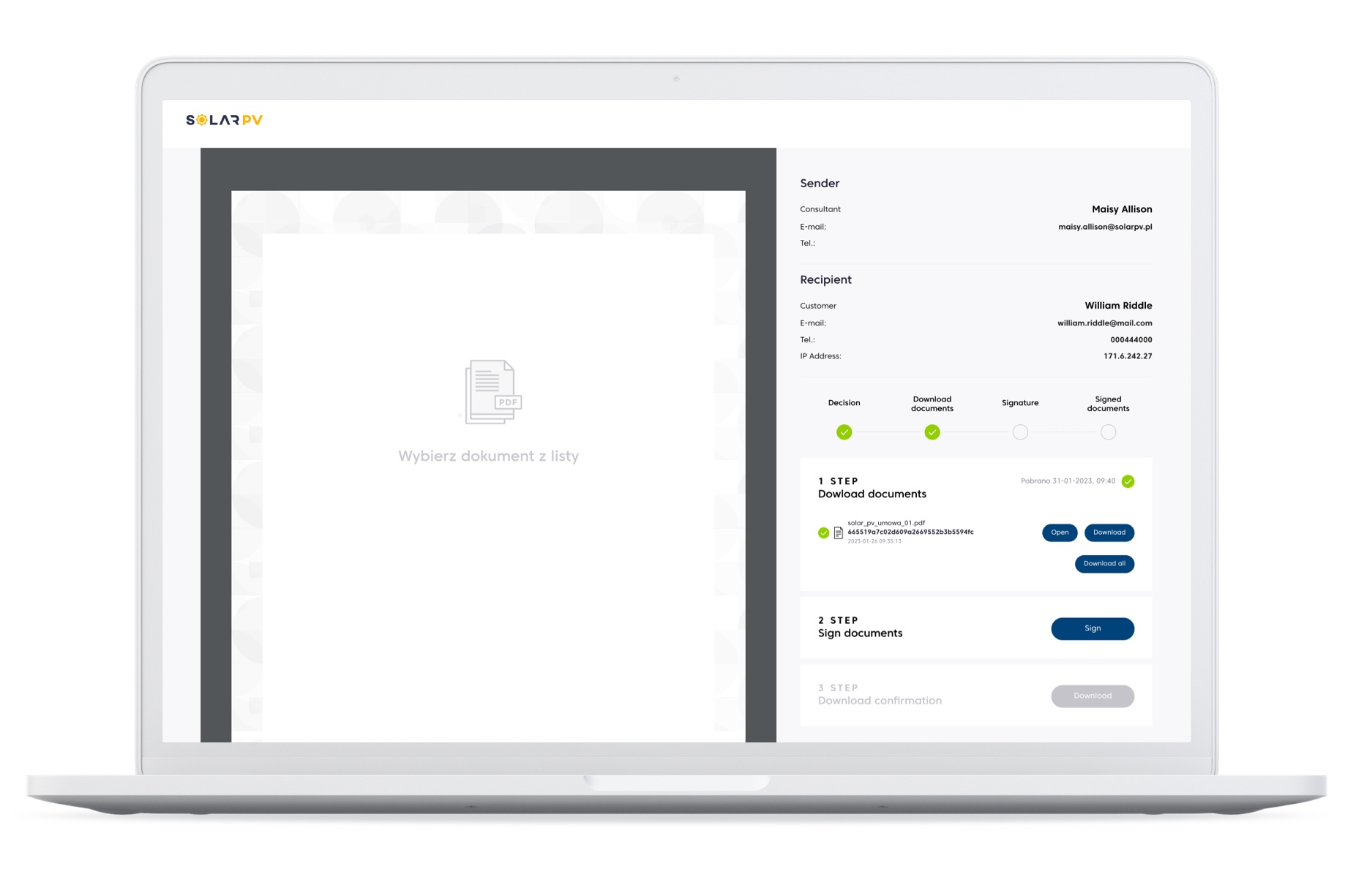 Fot. 12. Your client can easily sign a contract.