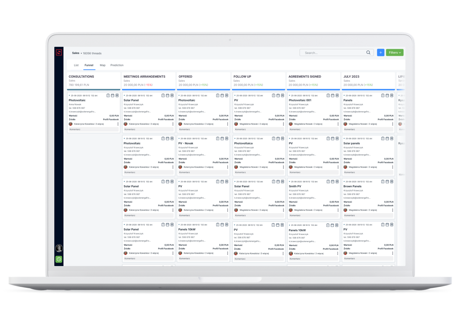 Fig. 16. The view of a sales funnel and follow-up e-mails.