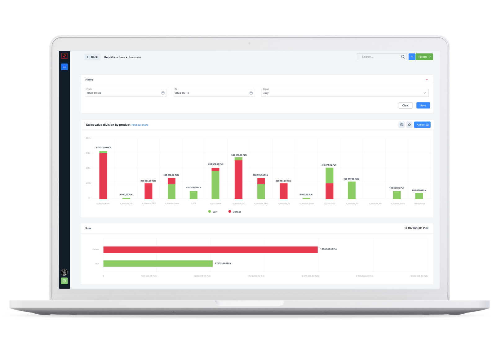 Salesbook analyzes sales performance.