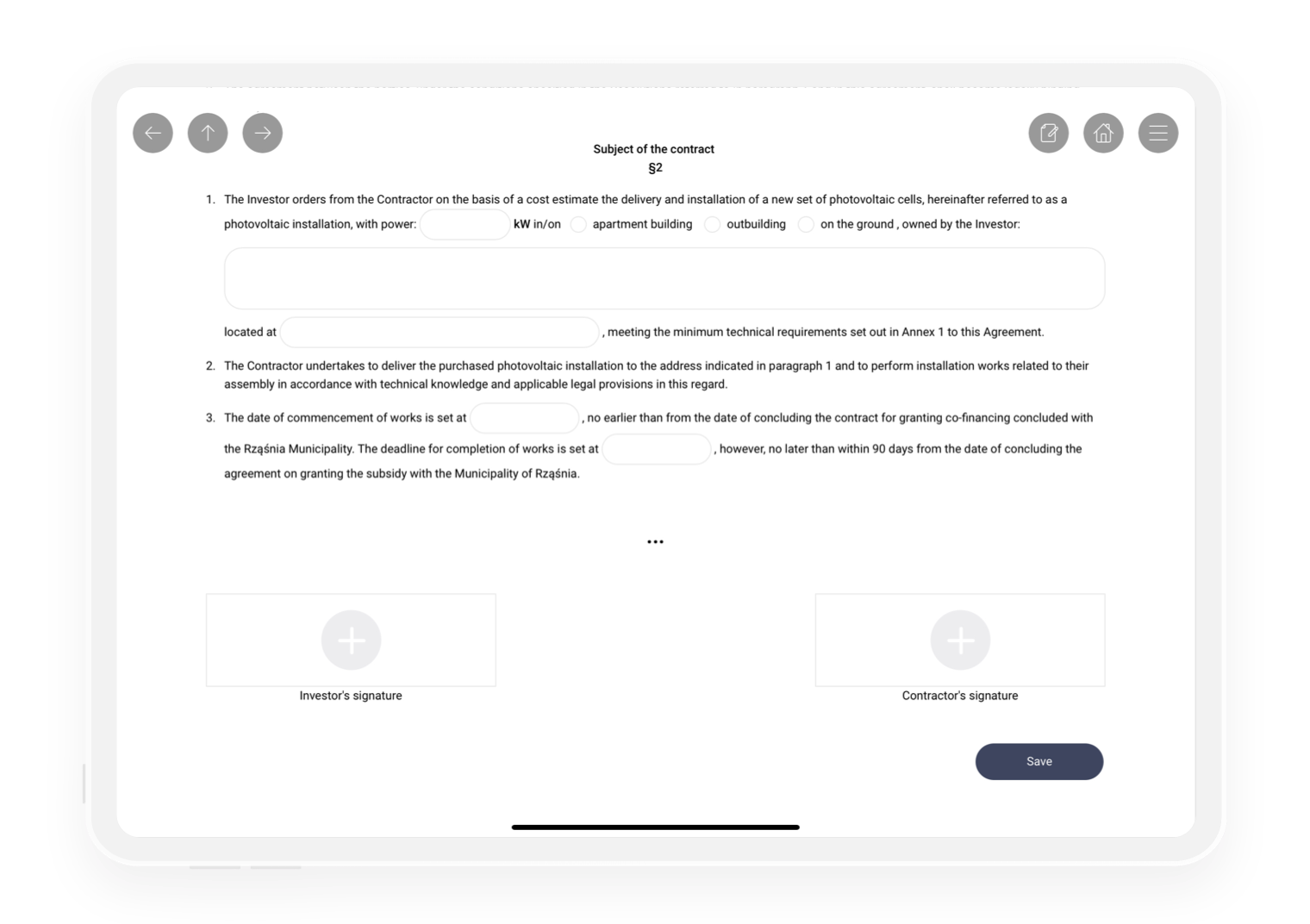 Your customer can sign an agreement during a meeting.