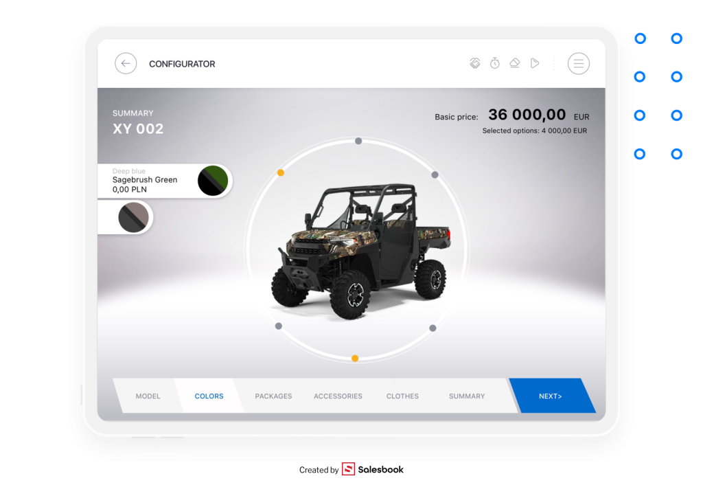 Salesbook for automotive offers extensive product customization options